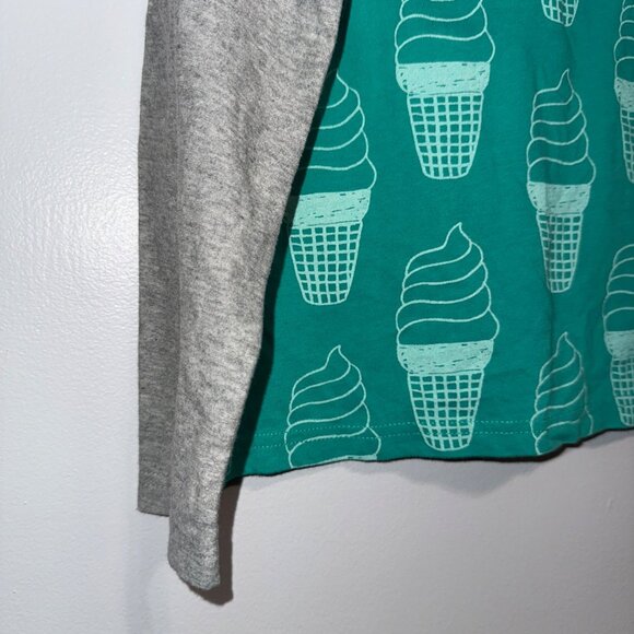 Green Ice Cream Cone Print Long Sleeve Layered Tee By Tea Collection Size 8 Boys - Picture 2 of 5